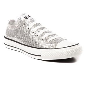 silver sequin converse low tops